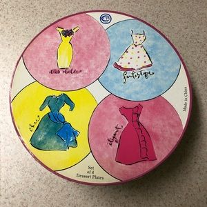 NWOT set of 4 8” ceramic fashion dessert plates